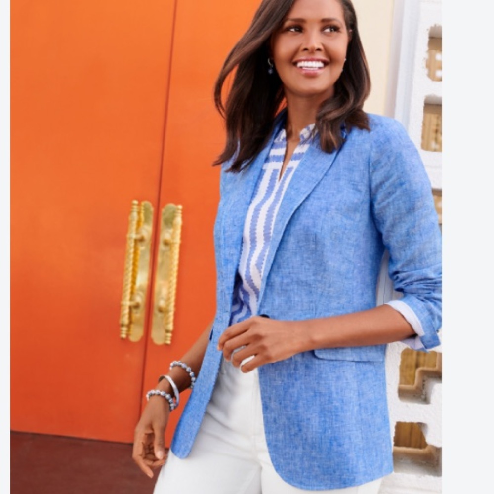New: Talbots Classic Linen Blazer. Size 16